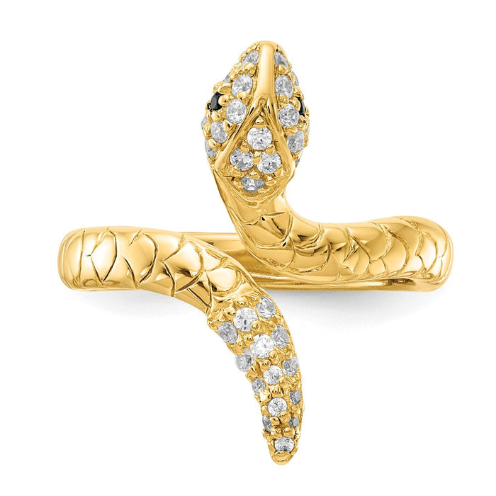 High-Quality Cheryl M Sterling Silver Gold-Plated CZ Snake Ring - Stylish Design-4