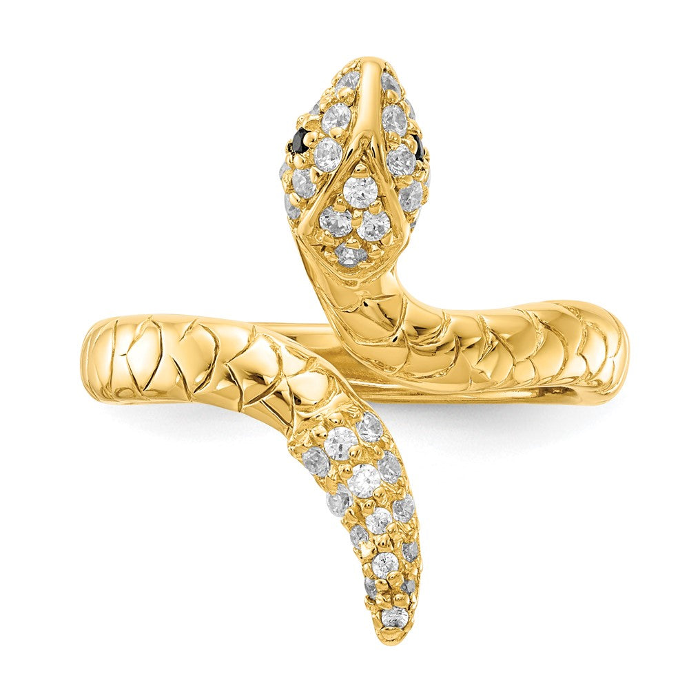 High-Quality Cheryl M Sterling Silver Gold-Plated Snake Ring | Stylish CZ Design