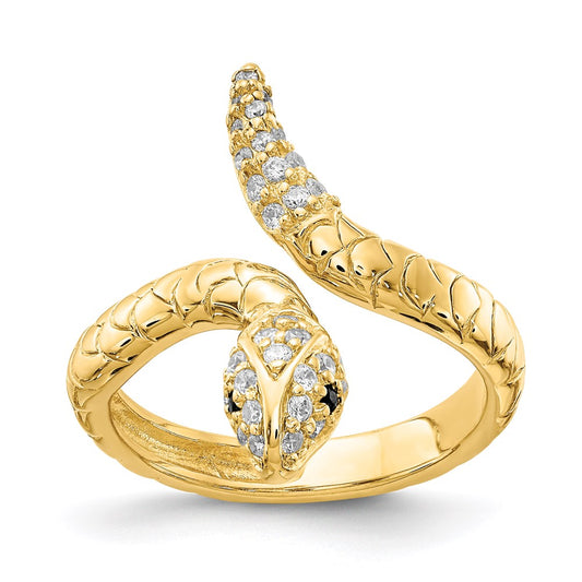 High-Quality Cheryl M Sterling Silver Gold-Plated Snake Ring | Stylish CZ Design