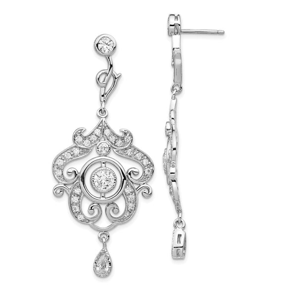 Cheryl M Sterling Silver CZ Chandelier Earrings