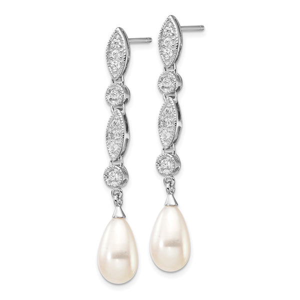 Cheryl M Sterling Silver Teardrop Earrings with Pearls & CZ