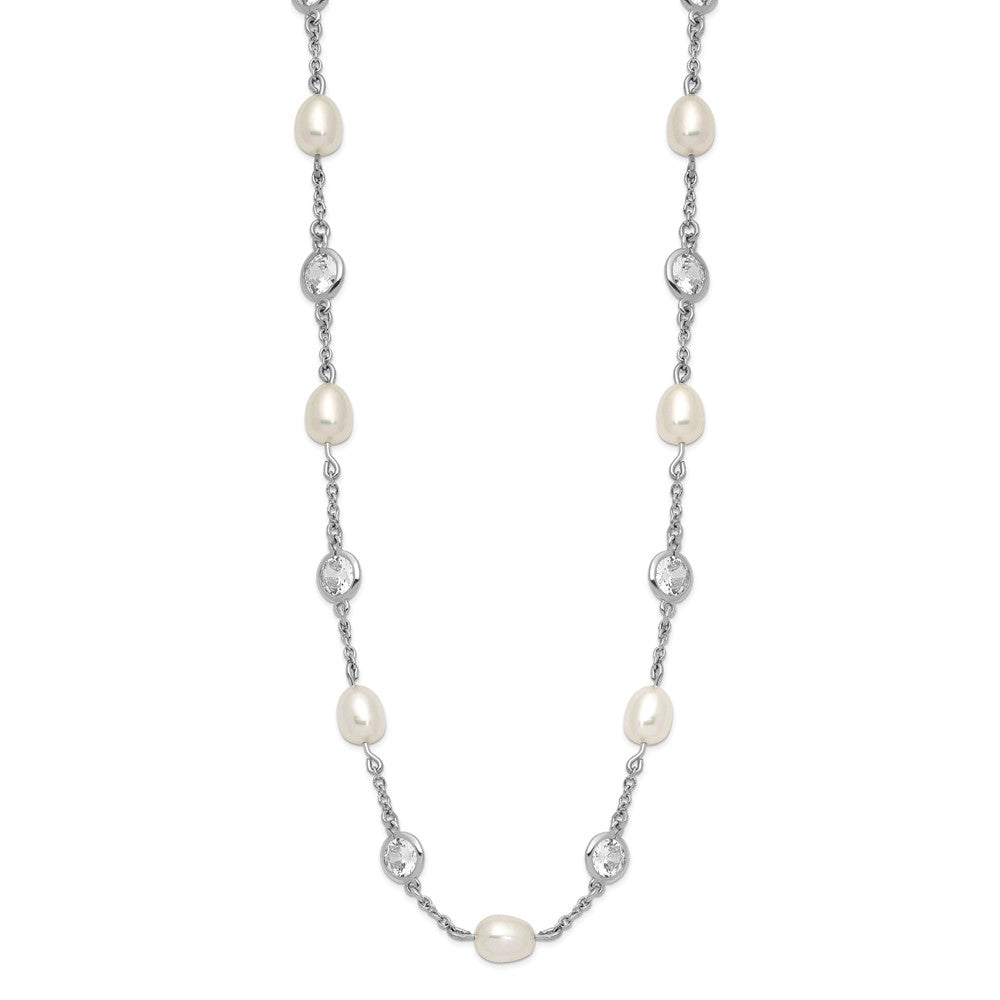 High-Quality 36-Inch Sterling Silver Necklace with Pearls & CZ | Stylish Value