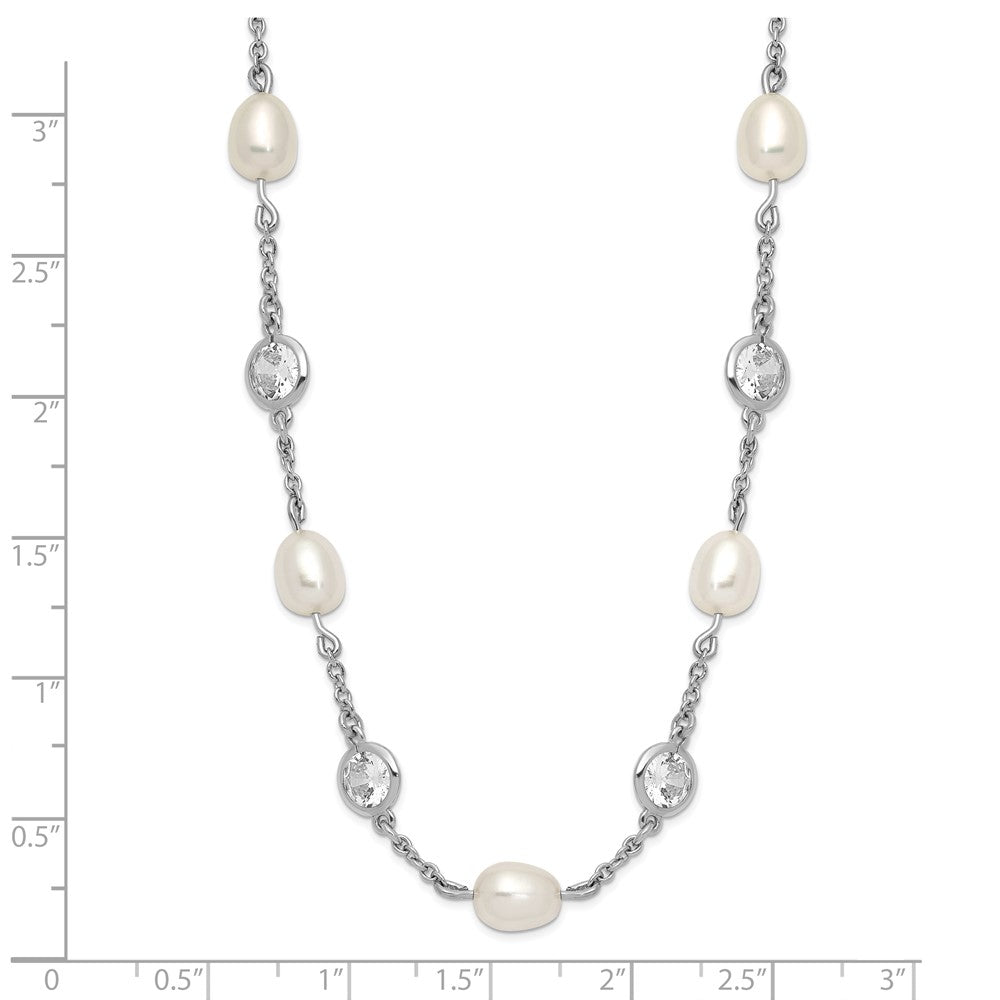 High-Quality 36-Inch Sterling Silver Necklace with Pearls & CZ | Stylish Value