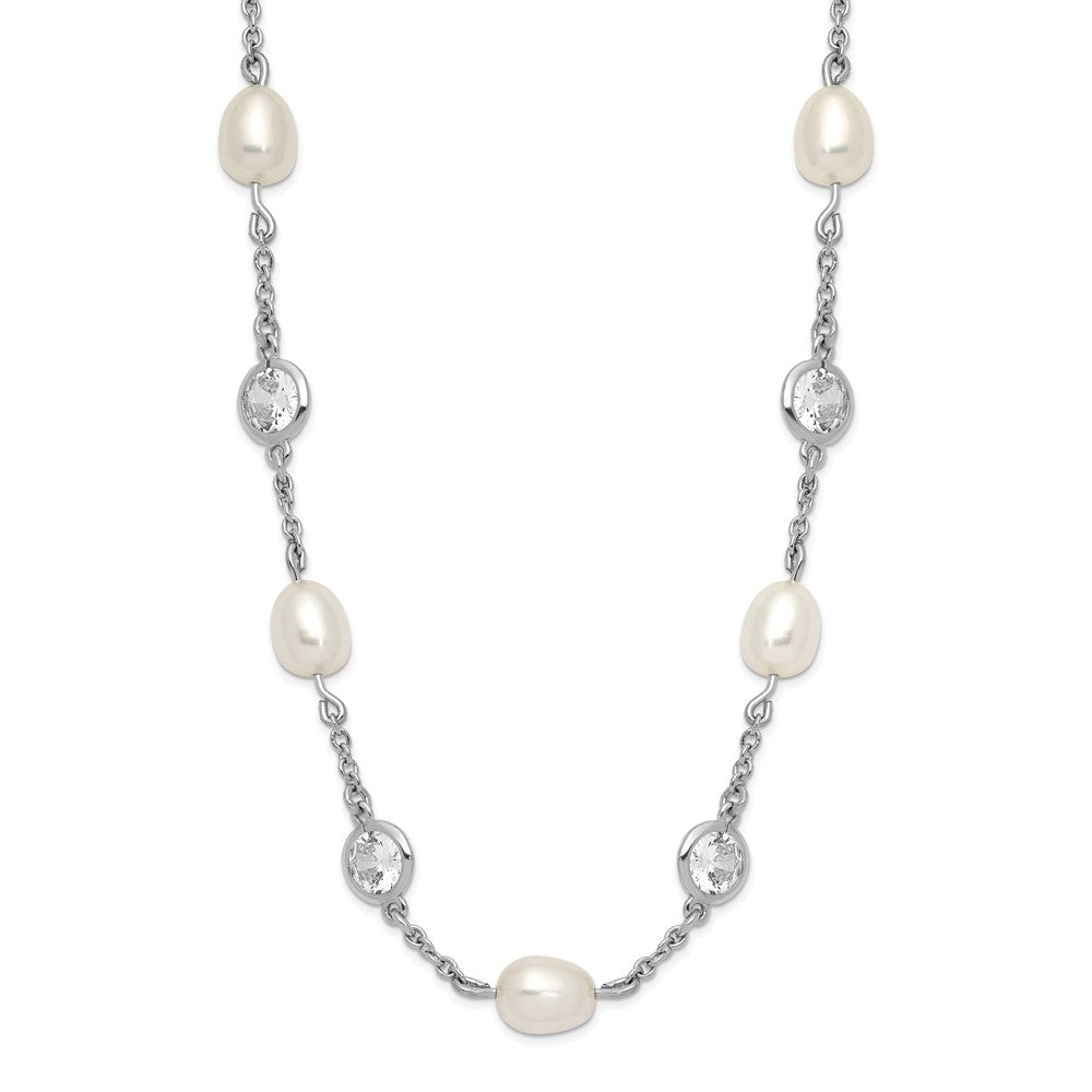 High-Quality 36-Inch Sterling Silver Necklace with Pearls & CZ | Stylish Value