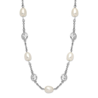 High-Quality 36-Inch Sterling Silver Necklace with Pearls & CZ | Stylish Value