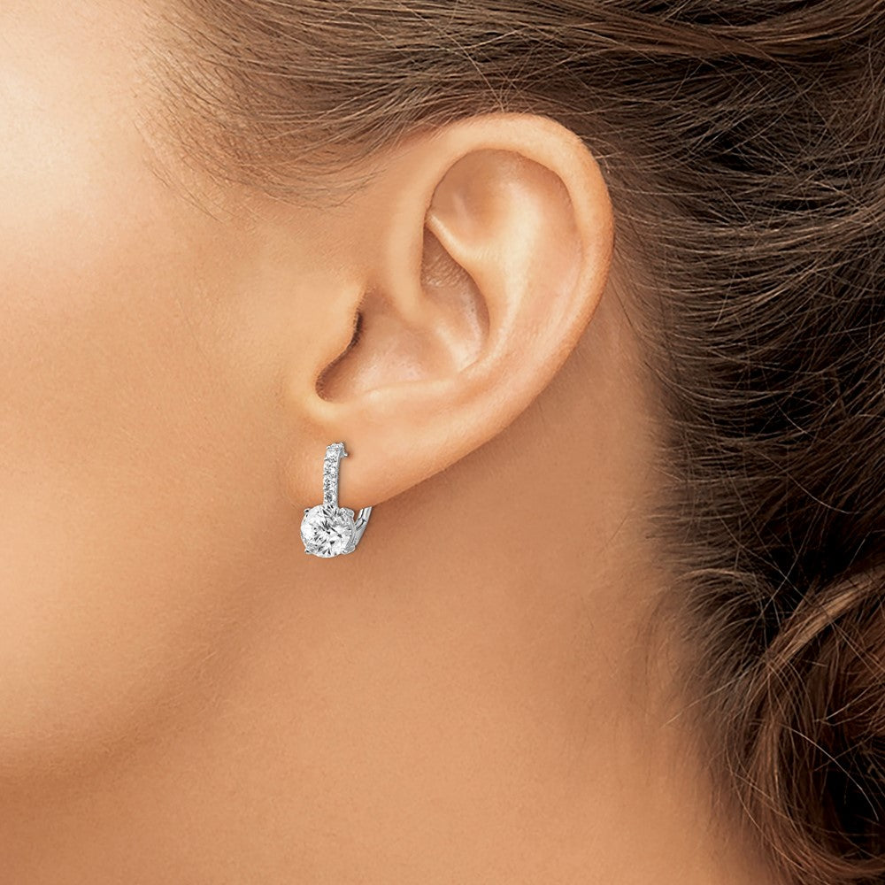 Buy Exclusive Rhodium-Plated Sterling Silver Leverback Earrings - Stylish CZ