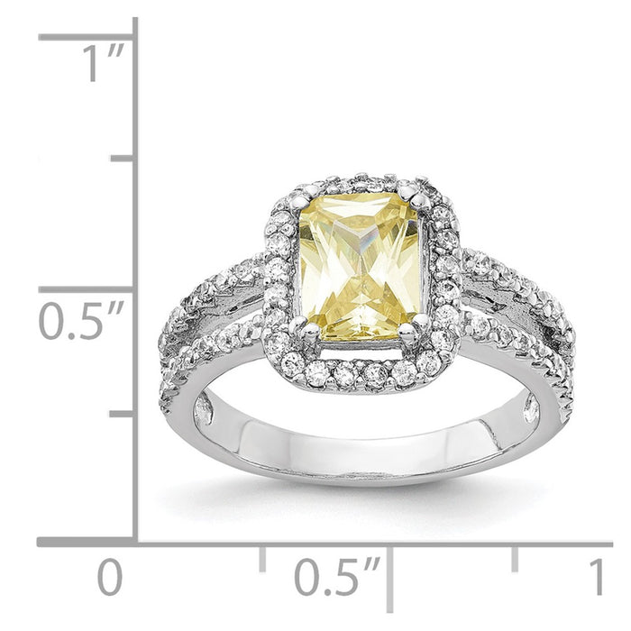 Shop Stylish Cheryl M Sterling Silver Rhodium-Plated Fancy Yellow CZ Halo Ring-4