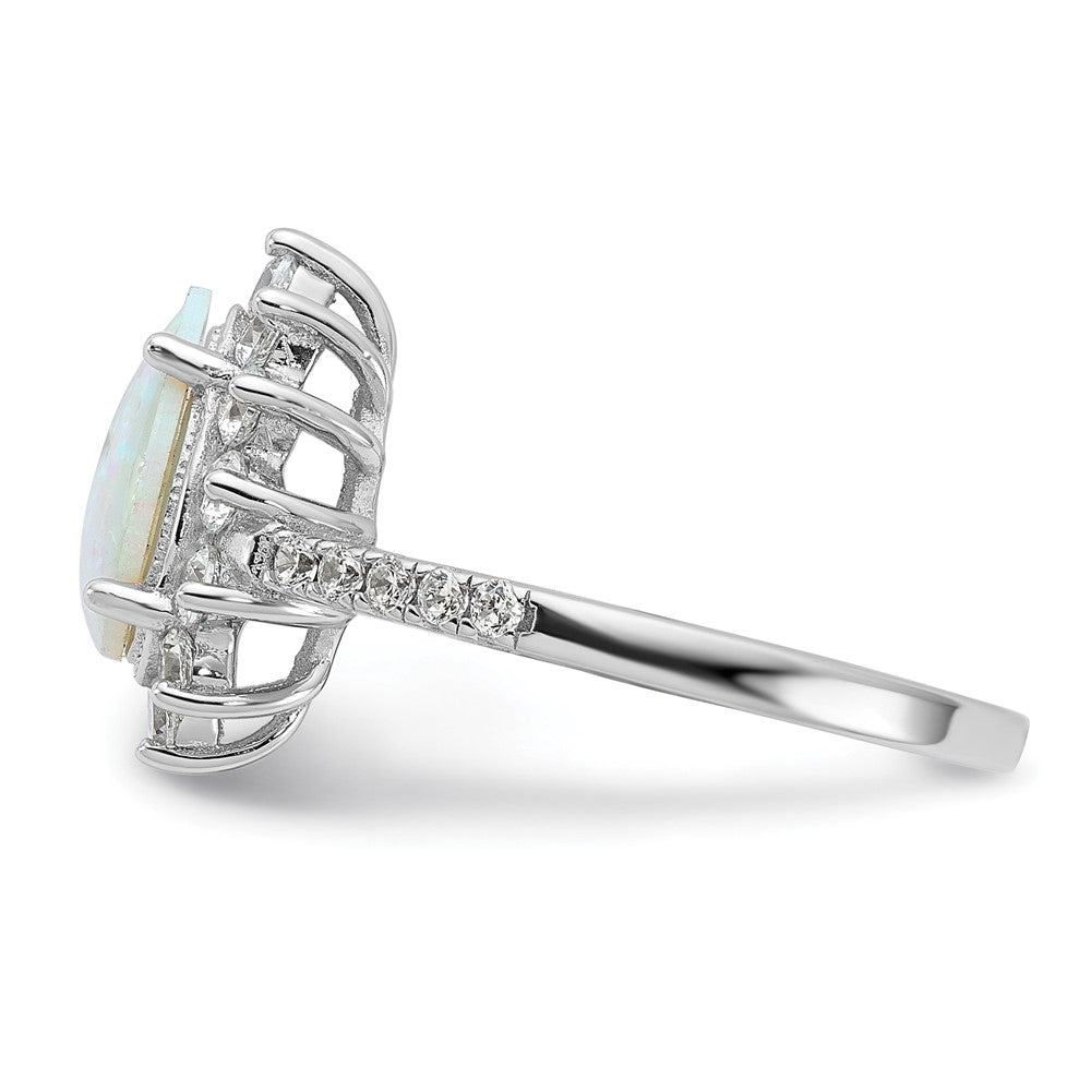 Shop Exclusive Cheryl M Sterling Silver Teardrop Halo Ring, Affordable Opal & CZ