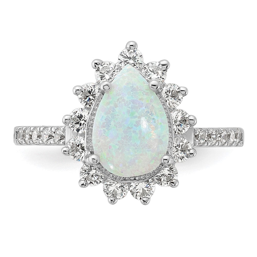 Shop Exclusive Cheryl M Sterling Silver Teardrop Halo Ring, Affordable Opal & CZ