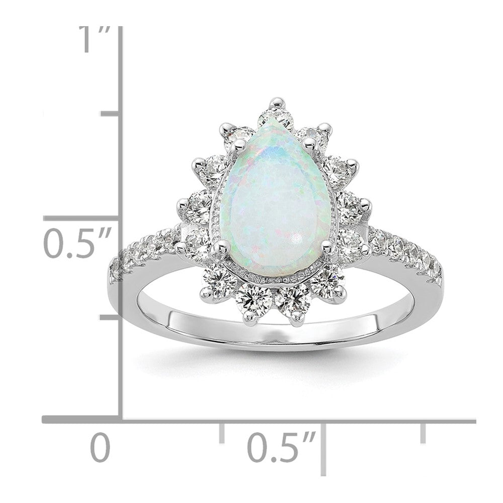 Shop Exclusive Cheryl M Sterling Silver Teardrop Halo Ring, Affordable Opal & CZ