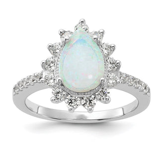Buy Exclusive Cheryl M Teardrop Halo Ring:  Sterling Silver, Lab-Created Opal, CZ