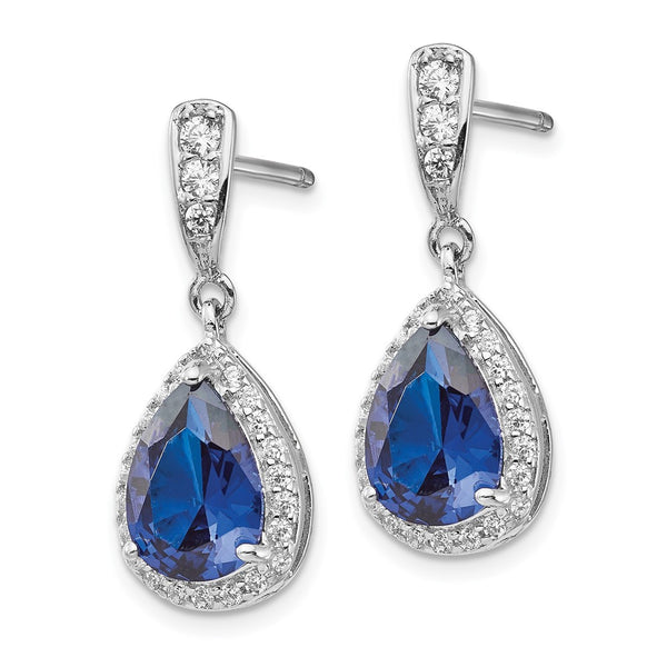 Cheryl M Sterling Silver Teardrop Earrings with Lab-Created Spinel