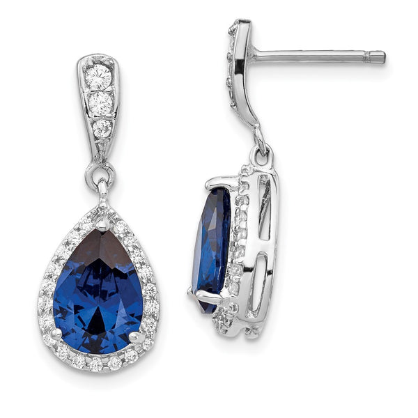 Cheryl M Sterling Silver Teardrop Earrings with Lab-Created Spinel
