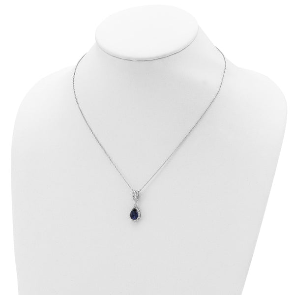 18" Cheryl M Teardrop Halo Necklace in Rhodium-Plated Silver