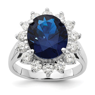 Buy Stylish Cheryl M Sterling Silver Oval Halo Ring with Dark Blue Spinel