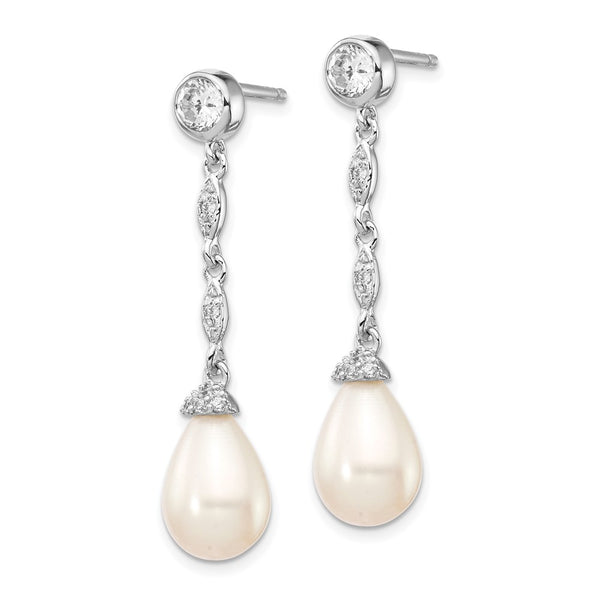Cheryl M Teardrop Earrings - 14K Rhodium-Plated Silver, CZ Pearls