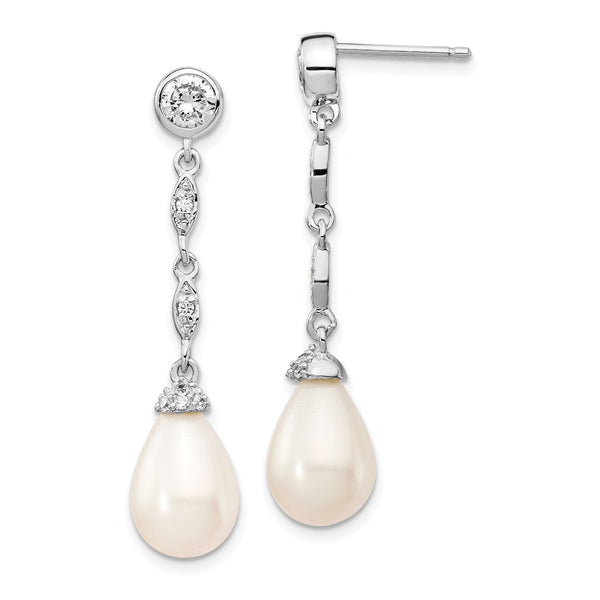 Cheryl M Teardrop Earrings - 14K Rhodium-Plated Silver, CZ Pearls