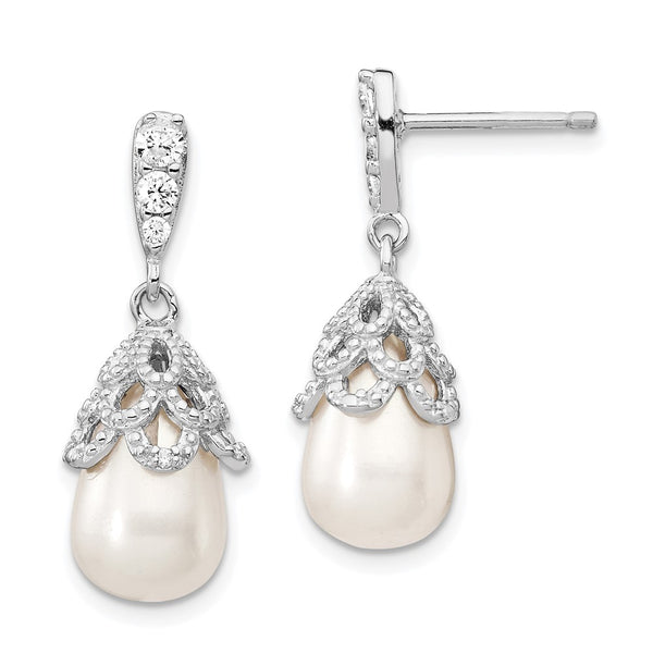 Cheryl M Teardrop Earrings: Sterling Silver, Pearls CZ Sparkle