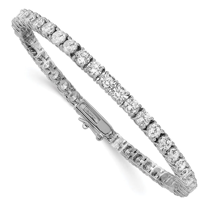 Shop Exclusive 7.25" Rhodium-Plated Sterling Silver Tennis Bracelet - Stylish CZ-3