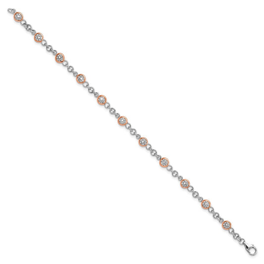 Shop Stylish 11-Station Bracelet in Sterling Silver & Rose Gold - 7.25" CZ