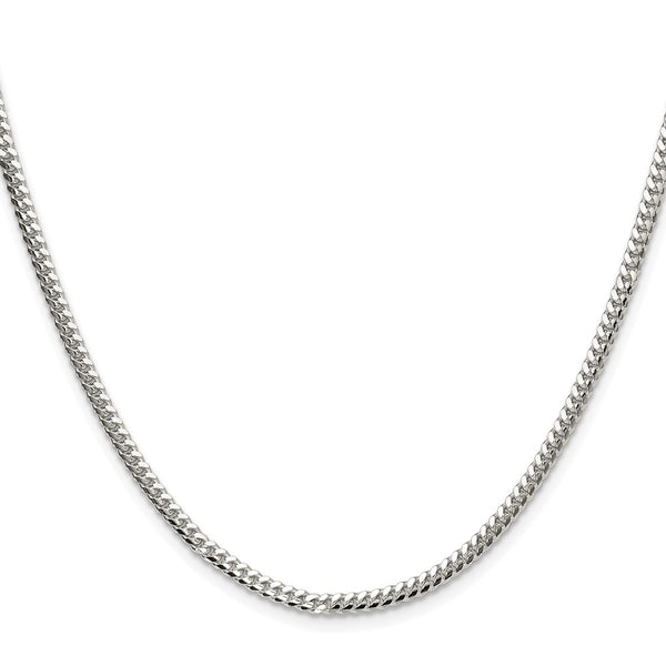 2.9mm Polished Domed Curb Chain in Rhodium-Plated Silver