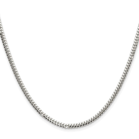 Buy Stylish 2.9mm Polished Domed Curb Chain in Rhodium-Plated Silver