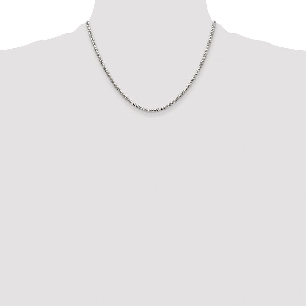 Buy Stylish 2.9mm Polished Domed Curb Chain in Rhodium-Plated Silver