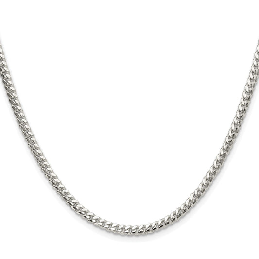 Buy Exclusive 3.4mm Polished Domed Curb Chain in Rhodium-Plated Silver - Stylish!