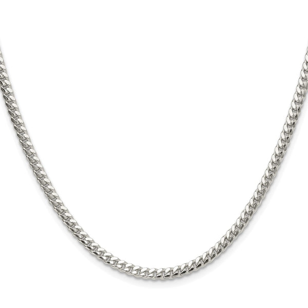 3.4mm Rhodium-Plated Sterling Silver Domed Curb Chain