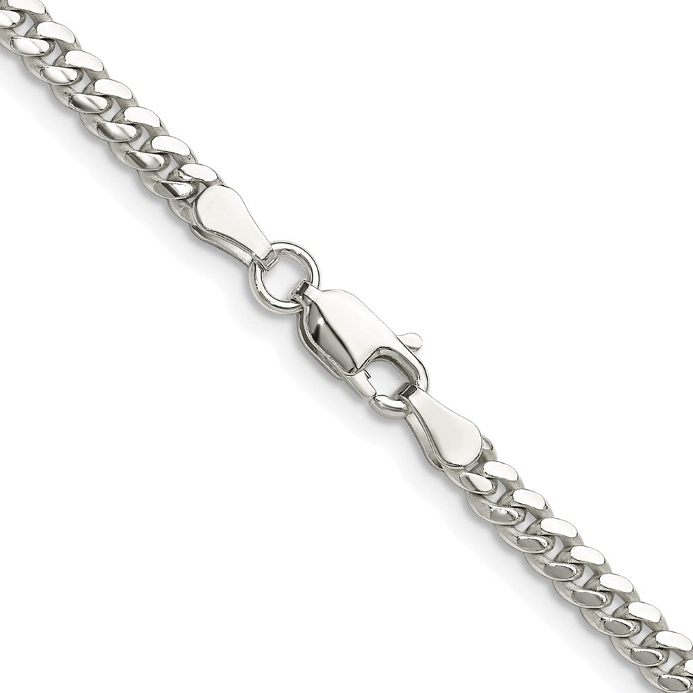 Buy Exclusive 3.4mm Polished Domed Curb Chain in Rhodium-Plated Silver - Stylish!