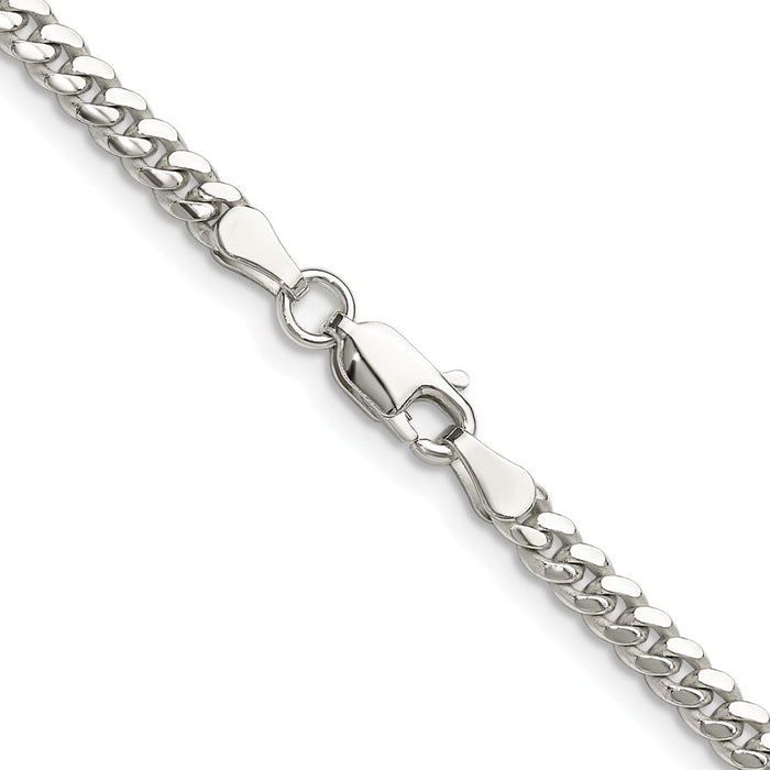 Buy Exclusive 3.4mm Polished Domed Curb Chain in Rhodium-Plated Silver - Stylish!-3