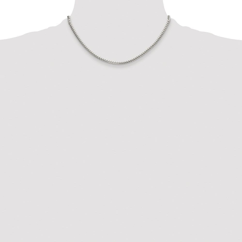 Buy Stylish 3.4mm Rhodium-Plated Sterling Silver Curb Chain - Luxury Design