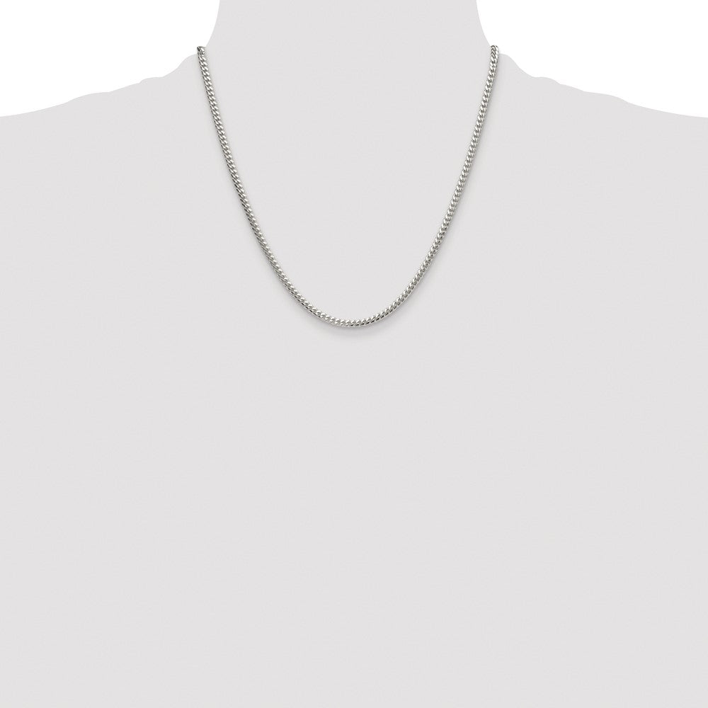 Buy Stylish 3.4mm Rhodium-Plated Sterling Silver Domed Curb Chain