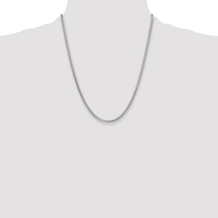 Buy Stylish 3.4mm Domed Curb Chain in Rhodium-Plated Sterling Silver-4