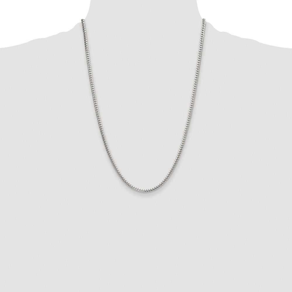 Buy Exclusive 3.4mm Polished Domed Curb Chain in Rhodium-Plated Silver - Stylish!