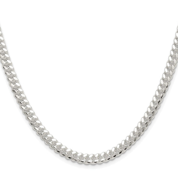 5.7mm Polished Rhodium-Plated Sterling Silver Curb Chain