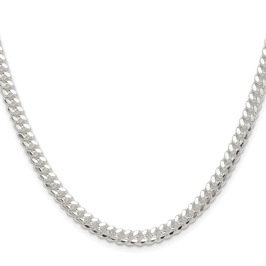 Exclusive 5.7mm Polished Domed Curb Chain in Rhodium-Plated Silver - Stylish Value