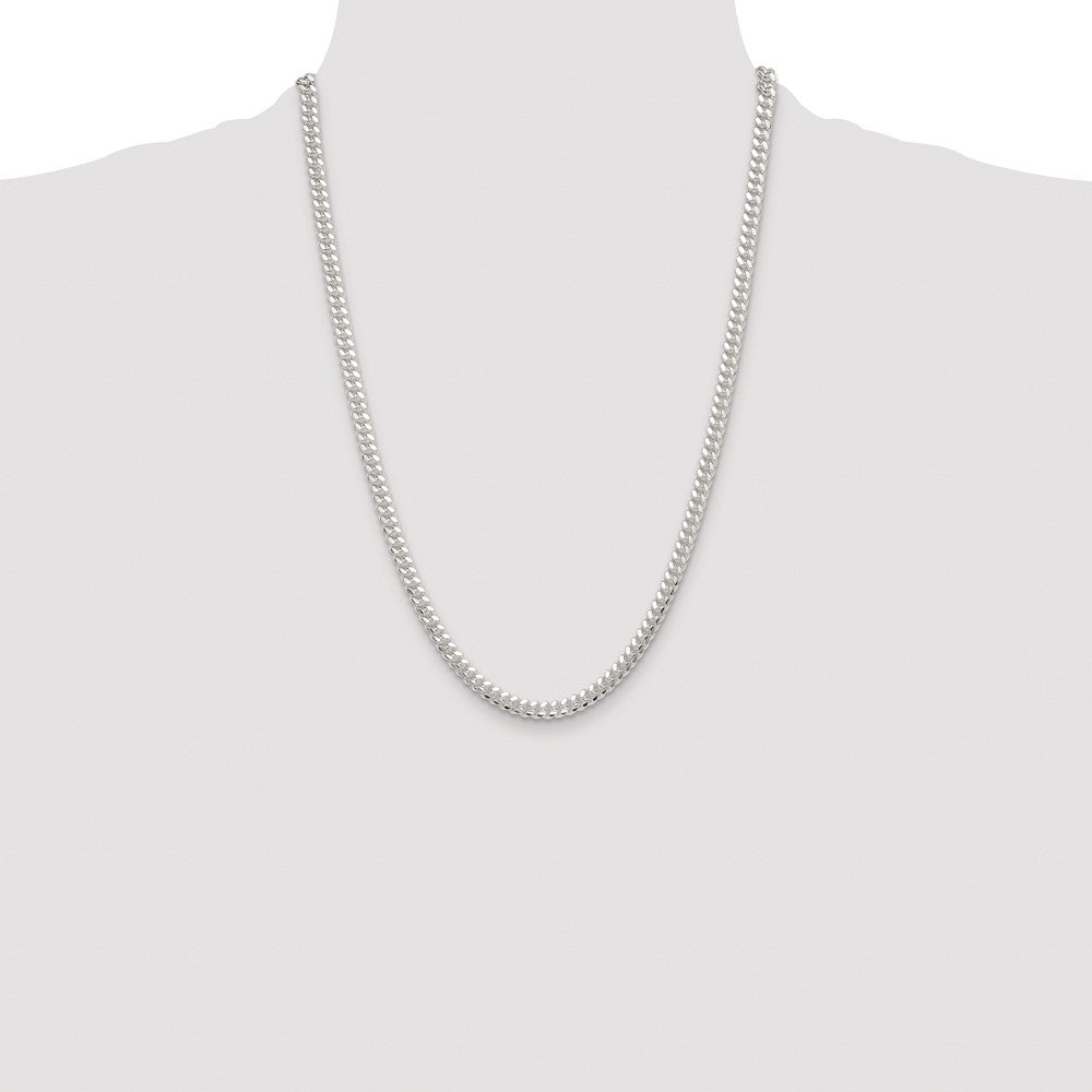 Exclusive 5.7mm Polished Domed Curb Chain in Rhodium-Plated Silver - Stylish Value