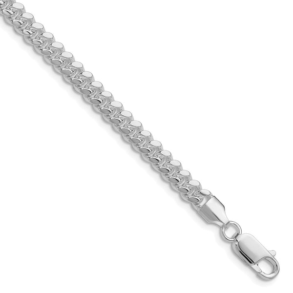 5.7mm Polished Domed Curb Chain in Rhodium-Plated Sterling Silver