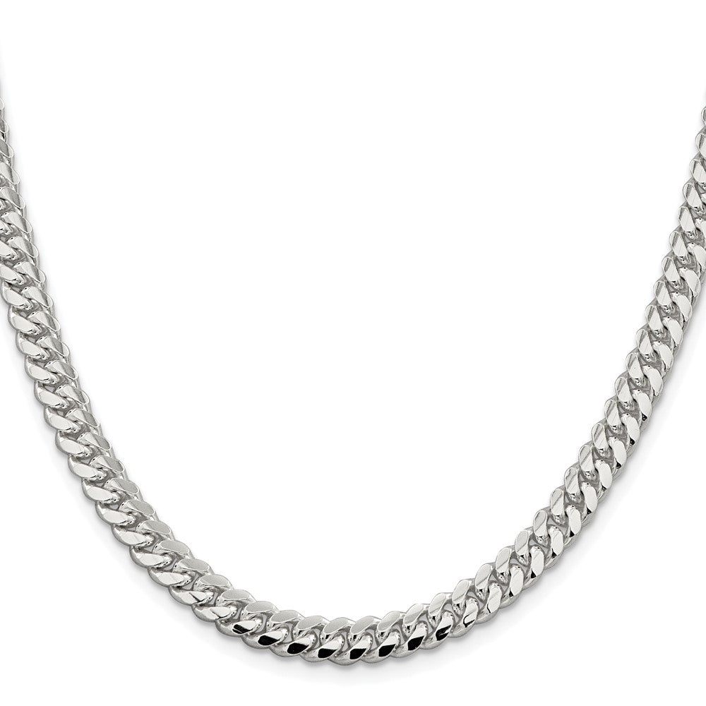 Buy Stylish Rhodium-Plated 6.4mm Sterling Silver Curb Chain - Luxury Look