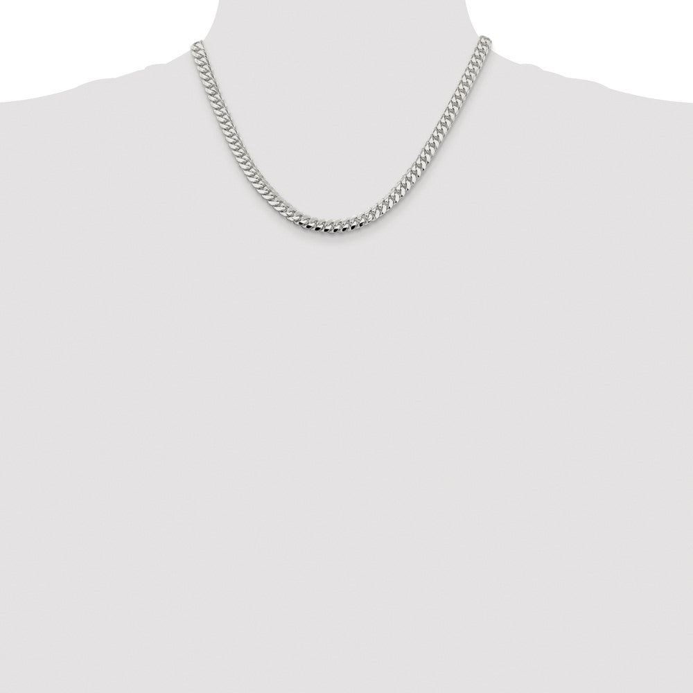 Buy Stylish Rhodium-Plated 6.4mm Sterling Silver Curb Chain - Luxury Look