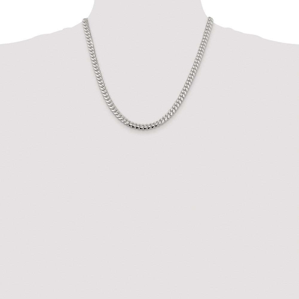 Buy Stylish Rhodium-Plated Sterling Silver 6.4mm Curb Chain - Affordable Luxury
