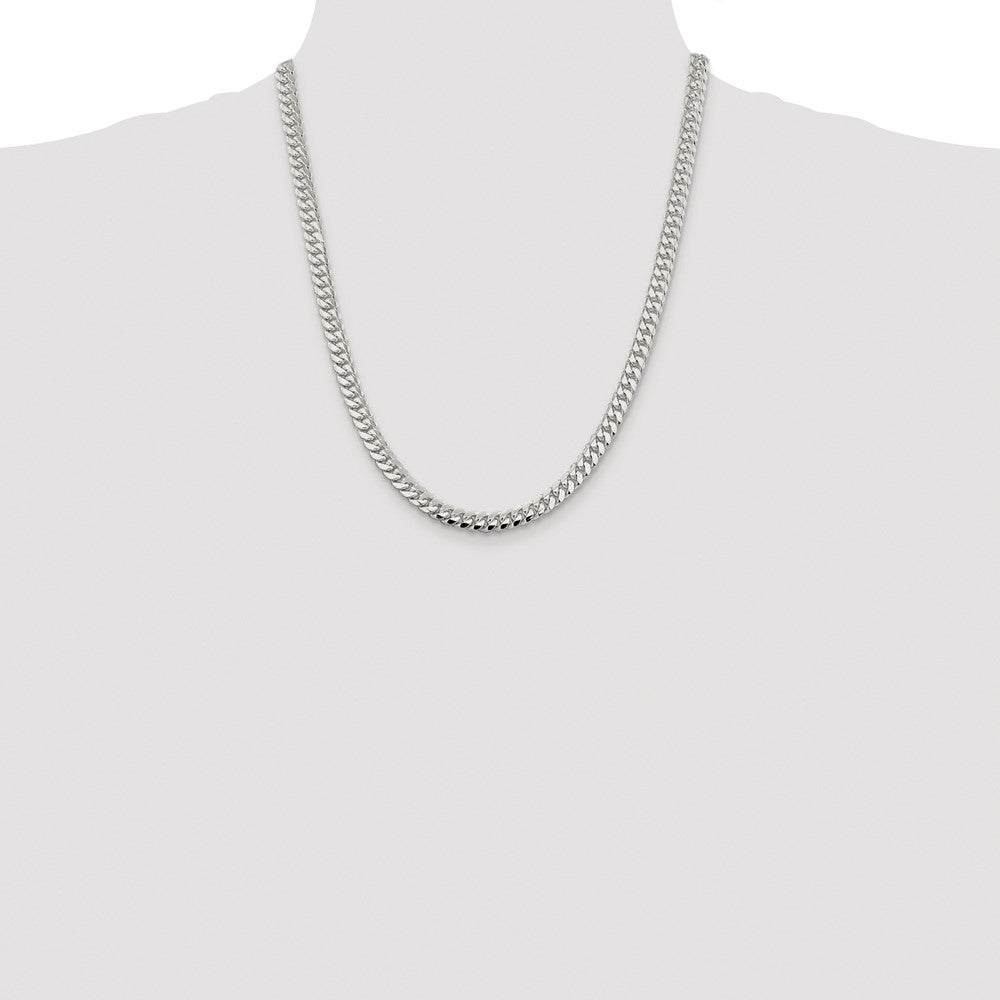 High-Quality Rhodium-Plated Sterling Silver 6.4mm Curb Chain | Stylish Value