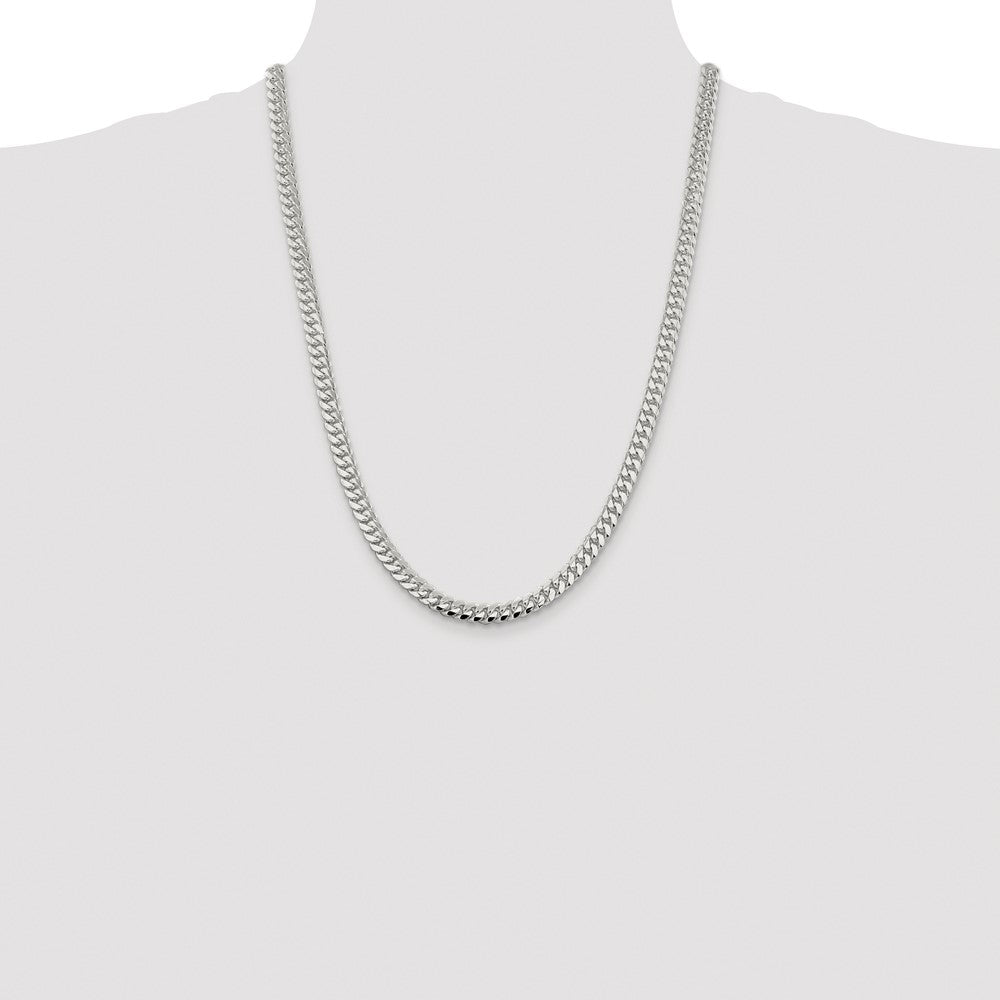 Buy Stylish Rhodium-Plated Sterling Silver 6.4mm Curb Chain - Luxury Design