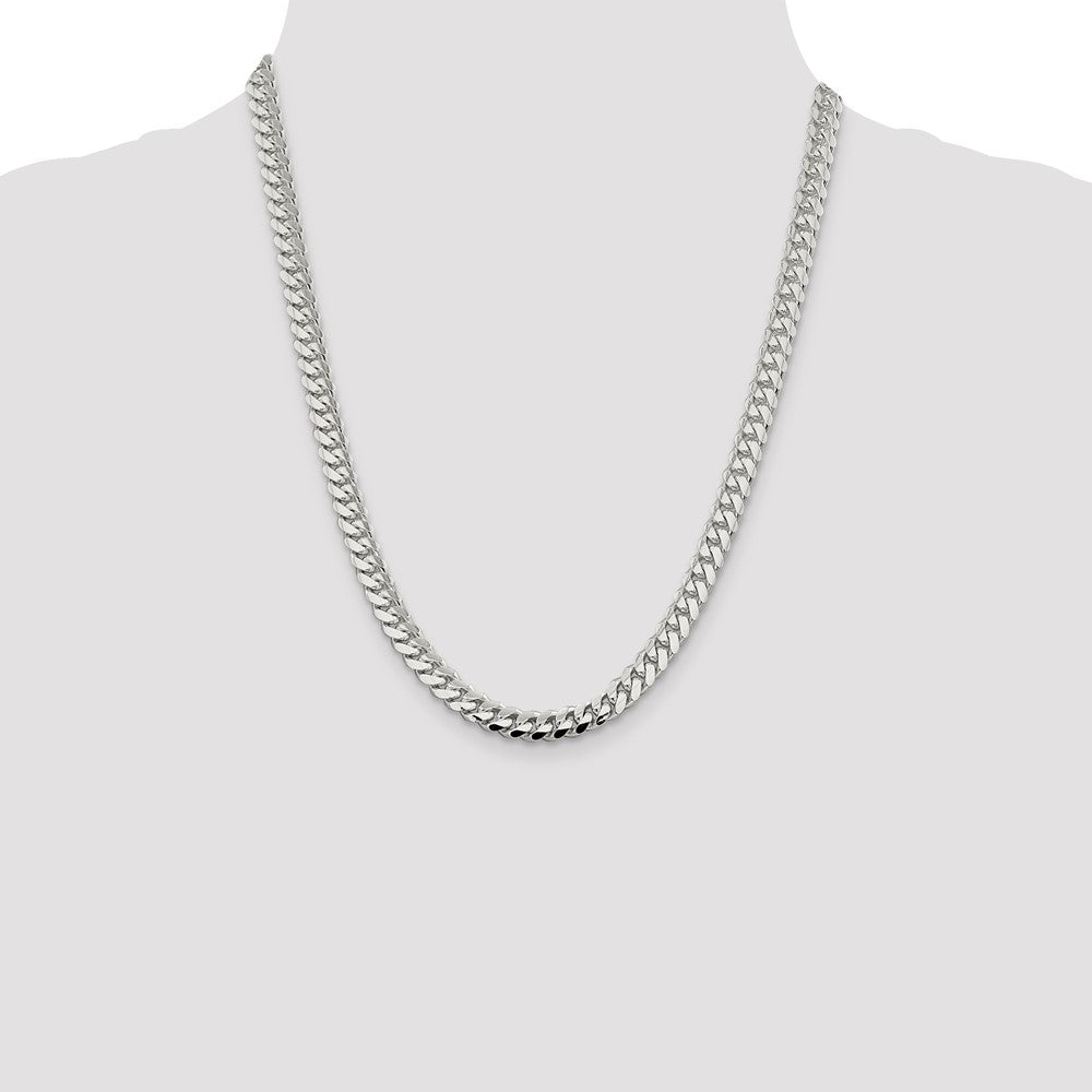 High-Quality 7.0mm Polished Sterling Silver Curb Chain - Stylish Value!