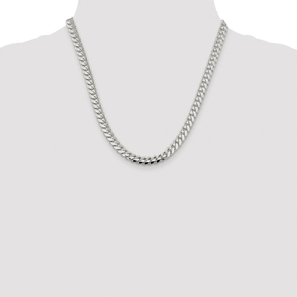 Buy Stylish Rhodium-Plated Sterling Silver 7.0mm Curb Chain - Luxury Look