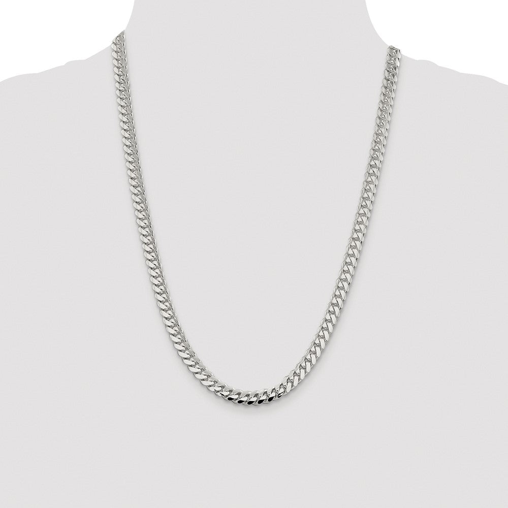 High-Quality Rhodium-Plated Sterling Silver 7.0mm Curb Chain - Stylish Value!
