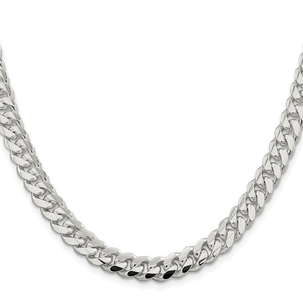 7.8mm Rhodium-Plated Sterling Silver Curb Chain
