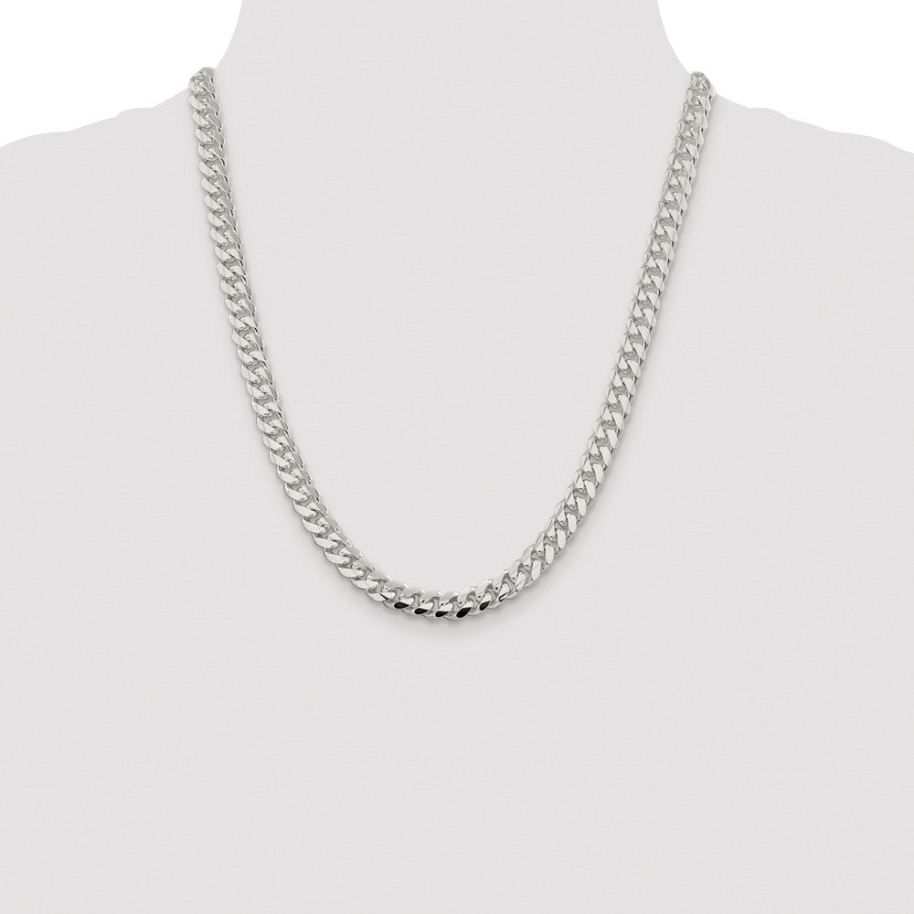 High-Quality Rhodium-Plated Sterling Silver 7.8mm Curb Chain - Stylish Value!