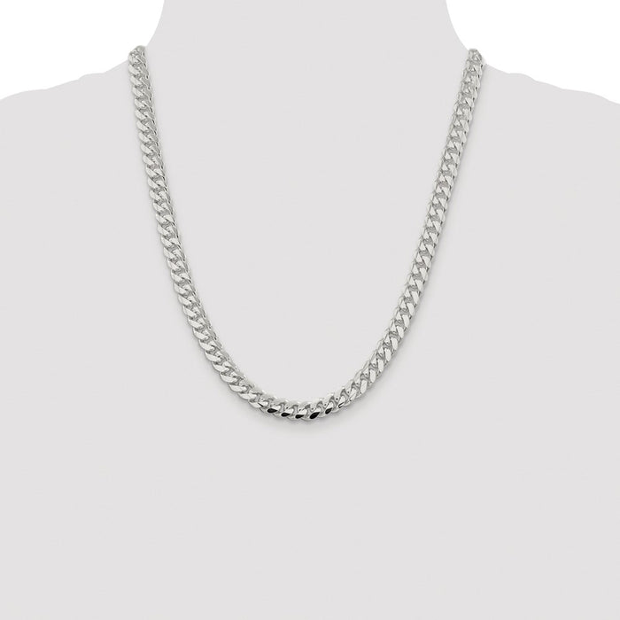 High-Quality Rhodium-Plated Sterling Silver 7.8mm Curb Chain - Stylish Value!-4